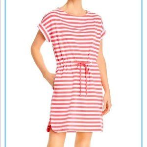 Tommy Bahama Amira Striped Drawstring Mini Dress Pink and White Size XL